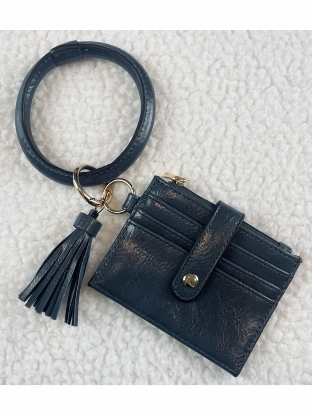 Dark Teal Faux Leather Mini Wristlet Wallet